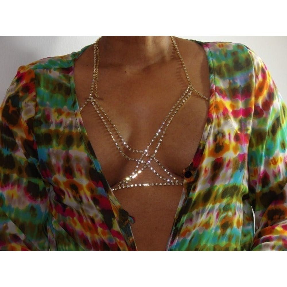 Chest Gold /Silver Chain Body Chain Rhinestones